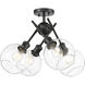 Axel 4 Light 24 inch Matte Black Semi-Flush Ceiling Light in Clear Glass